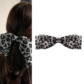 Leopard Hair Clip Large Bow Hair Accessories for Girls Korean Hair Barrette for Fine Thick Hair Clips for Women Kawaii Hair Clips for Ponytails Double Bow Hair Clip Big Hair Clips for Women Fashion