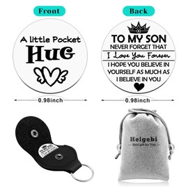 Heigebi Son Gifts from Mom Dad Birthday Gifts Ideas for Son Adult Motivational Inspirational Pocket Hug Token Christmas Valentines Graduation Wedding for Men Him Stainless Steel Double Sided Coin