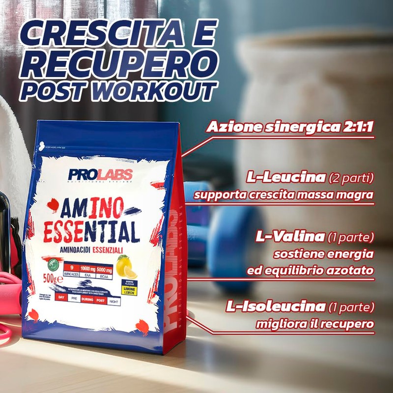PROLABS – EAA Aminoacidi Essenziali AMINO ESSENTIAL Fermentati Polvere 100%