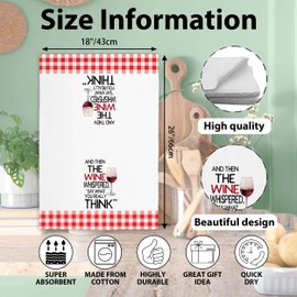 RPLCSPC Wine Kitchen Towels Set of 2, Cute Red Plaid Dish Towel, Absorbent Quick Dry Cloth, New House Decoration, Funny Housewarming Decor Gifts for Family Friends-B13