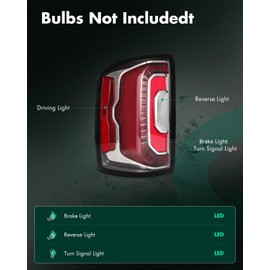 SCITOO Tail Lights for 2016-2018 for GMC Sierra 1500 Left Tail Light Assembly Black Housing Red 84365930