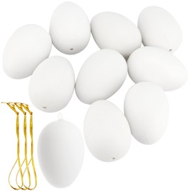 HEIHAK 60 PCS White Plastic Eggs, 4 x 6cm Plastic Eggs Hanging Decorations White Easter Eggs to Decorate for Egg Hunt, Party, Arts & Crafts, Decoration, DIY, Gifts