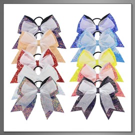 Buzz Selection HW001 Hair Elastic Ribbon Glitter Sequin Hair Accessories for Kids Girls (Pink)