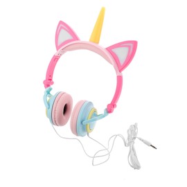 TEHAUX 1Pc Unicorn Headset Glowing Cartoon Headphone for Volume Control Material Compatible with Smartphone Tablet Computer for Daily Use