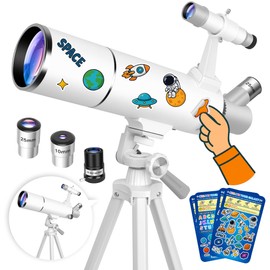 Hawkko Telescope for Adults & Kids – 80mm Aperture 500mm Telescopes for Adults Astronomy, (20X-150X) Portable Refractor Telescope Kit for Beginners with Decorate Stickers, AZ Tripod, Phone Adapter