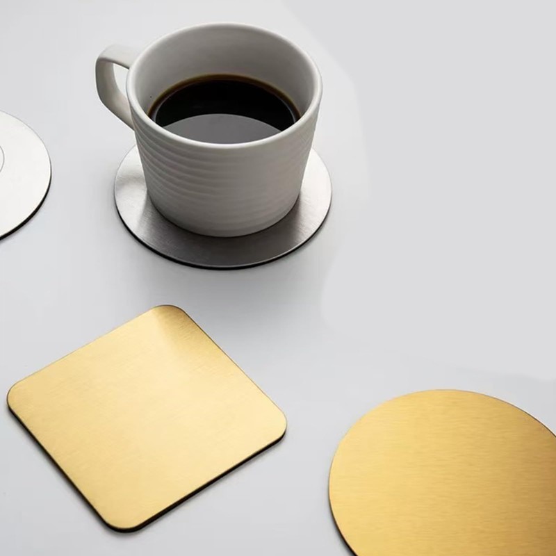 4 PCS Silver Round Cup Coasters, 10cm Stainless Steel Coasters,