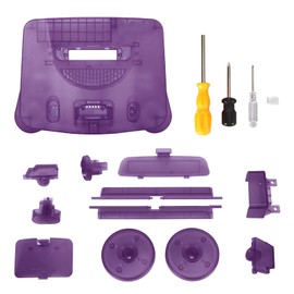 Game Console Replacement Case Retro ABS Sturdy Professional Replacement Shell for N64 Transparent Purple
