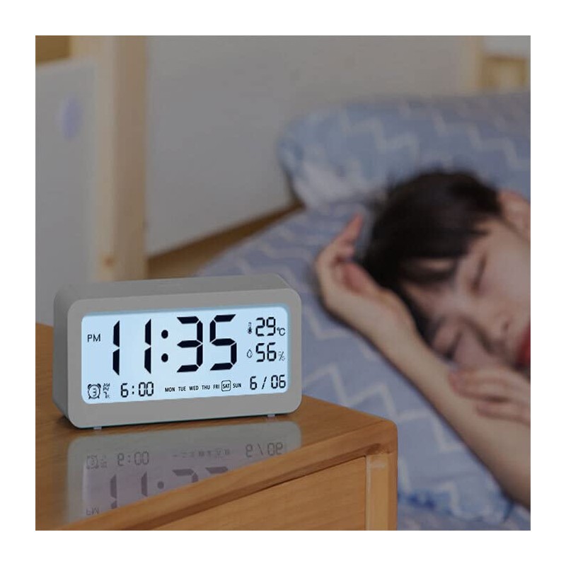 Sansai LED LCD Digital 12/24h Alarm/Snooze Clock/Date/Temperature 5.2" Display