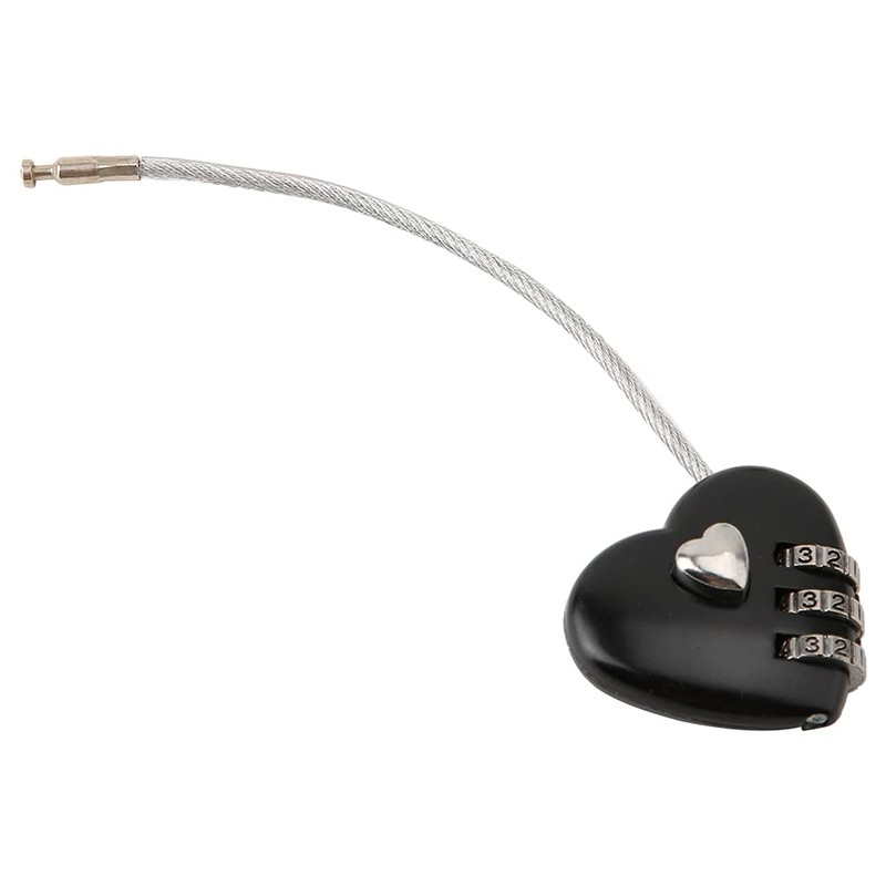 Love Heart Lock, Heart Shape 3 Digit Code Combination Luggage