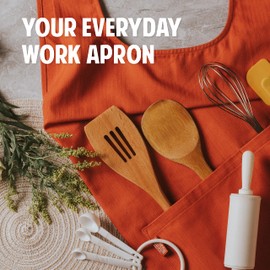 Hudson Durable Goods Cotton Cross Back Apron for Women - Seamless Crossover Style Smock Apron for Cooking, Crafting, Gardening, and More - 36” Full Length Pinafore Work Apron with Pockets (Terracotta)