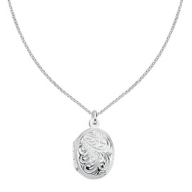 Vinani 2AMI-F500 India Design Locket with Openings Shiny with Fiorentina Chain Sterling Silver 925 Chain Italy, Sterling Silver, No Gemstone