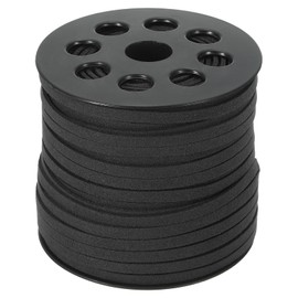 PATIKIL Suede Leather Cord 5 mm 50 Yard, Faux Suede Cord Flat Leather String with Roll Spool for Necklace Bracelet Beading Jewelry Making, Black