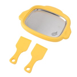 Edelstahl -Eisbratenmaschine, Gerollte Eismaschine, Effiziente Kühlplatte mit 2 Schaufeln für den Heimgebrauch, Gebratene Joghurtmaschine, Gebratene Joghurtmaschine Rühren (YELLOW)