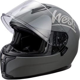 Westt Compact Motorcycle Helmets - with Dual Visor, DOT Approved, Full Face Helmet for Men Women Adults Lightweight Storm X Grey Black White (Grey, M (22.44-22.84 in))