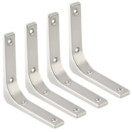 SAYAYO Heavy Duty Floating Shelf Bracket 4 Inch x 4 Inch, Stainless Steel Wall Shelf Brackets & Supports Brushed Nickel L Bracket, Angle Brackets Corner Brace for Wood, 4Pcs