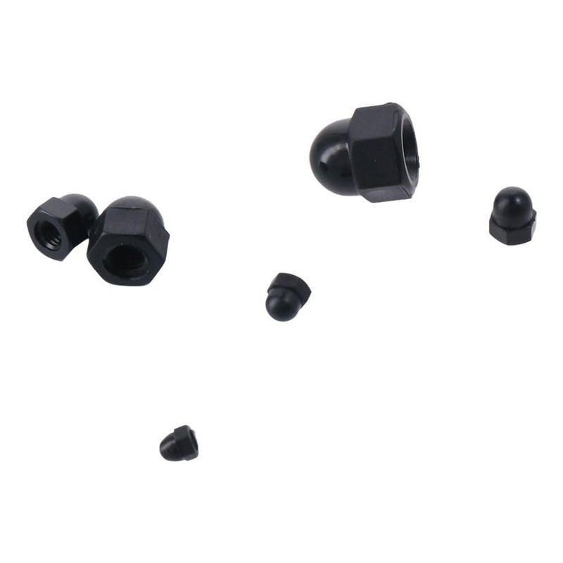 Nylon Acorn Nuts 70Pcs M3/M4/M5/M6/M8/M10 Metric Size Black Dome Head