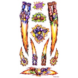 Rad Decalz - Hyper Guys - Guy and Robot Flying with Fists Raised - 10 Sticker Decal Set