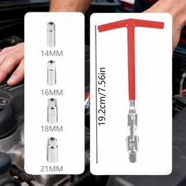 CGXYK 4-Size T-Handle Spark Plug Socket Set (14mm/16mm/18mm/21mm), Universal 5/8" & 13/16" Spark Plug Wrench for Small Engine, Lawn Mower, Motorcycle, Car Repair