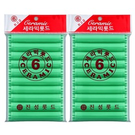 Orive Jinseong Self Perm Ceramic Hair Rod No. 6, 2 pcs., Green / 오라이브 진성 셀프파마 세라믹 헤어 롯드 6호, 2개, 녹색