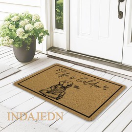 INDAJEDN Funny Golden Retriever Door Mat, Life is Golden Funny Welcome Mats Doormat for Front Door Porch Outside Inside Outdoor Indoor Entrance, 17x29 Inch