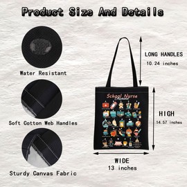 MNIGIU School Nurse Tote Bag School Nurse Appreciation Gift School Nurse Graduation Gift School Nurse Alphabet Tote Bag (Black)