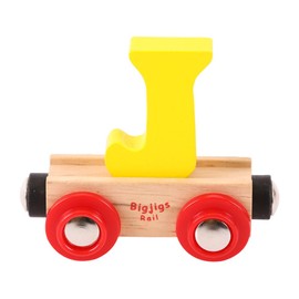 Bigjigs Rail Rail Name Letter J (Yellow) - Other Major Wooden Rail Brands are Compatible