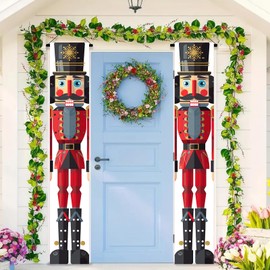 BlissYard Christmas Nutcracker Banner for Porch 30x71 Inch Red Black Soldier Door Sign Xmas Hanging Decoration for Front Door Outdoor Holiday Seasonal Wall Decor