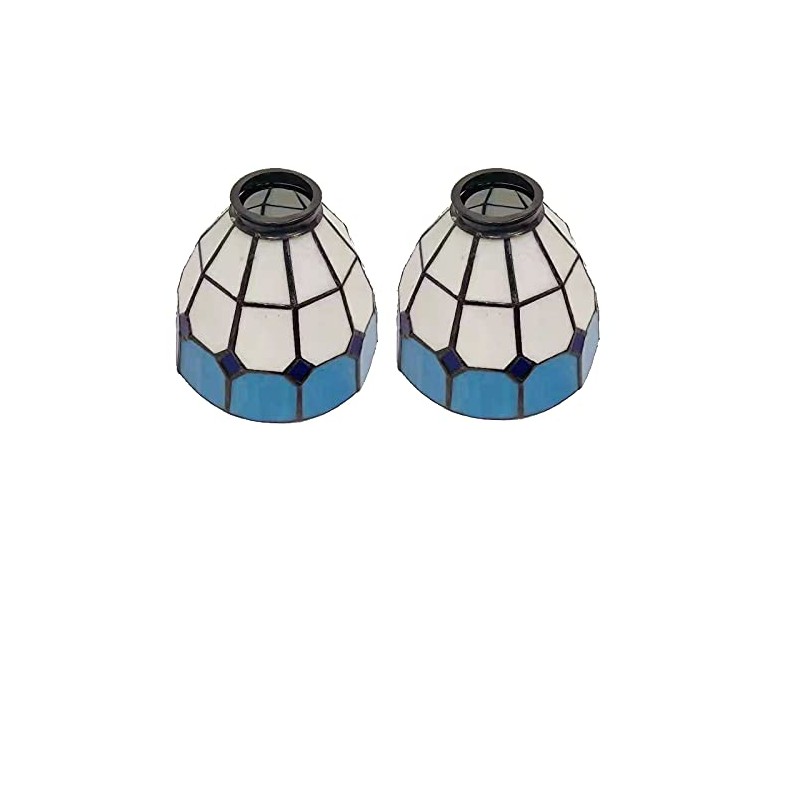 HUIMEIJU Glass single lampshade 2PCS set Blue glass fan lamp,