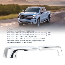 Car Rear View Mirror Covers, 1 Pair of Self Adhesive Top Half Side Door Mirror Covers Replacement, Chrome Plated, Fit for 1500 2500 3500, for 1500 2500 3500 2020