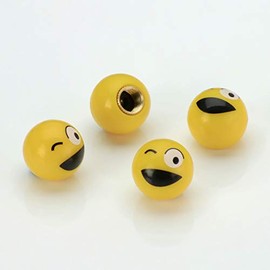 LST 4x Valve Caps Tyre Valve Caps Smiley Wink Yellow Car Truck