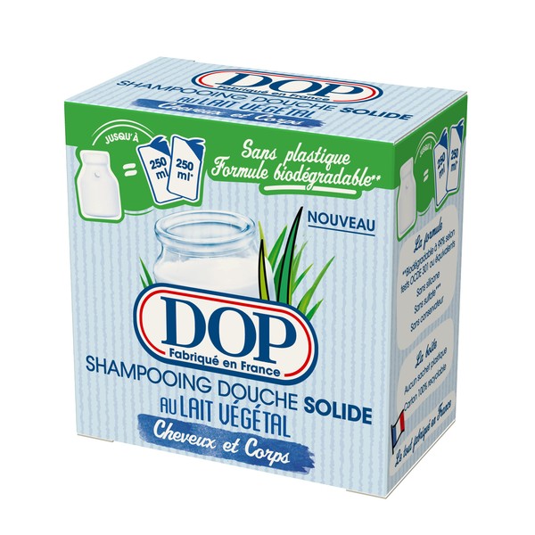 DOP - Shampoing Douche Solide 2 en 1 - Pour Cheveux & Corps - Au Lait Végétal - 65 g
