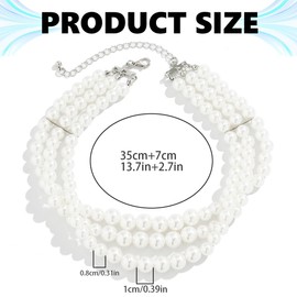 Handcess Pearl Necklace Beaded Layered Necklaces Pearl Choker Necklace for Women