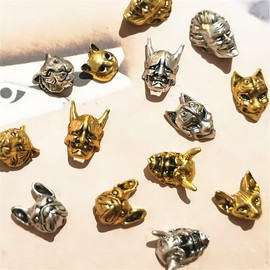 DUOLEIMI Nail Parts Punk Style Metal Parts Nail Art Charms 3D Nail Decoration Parts Large Cross Skull Metal Parts Retro DIY Nail Accessories (50 Masked Mix Designs)