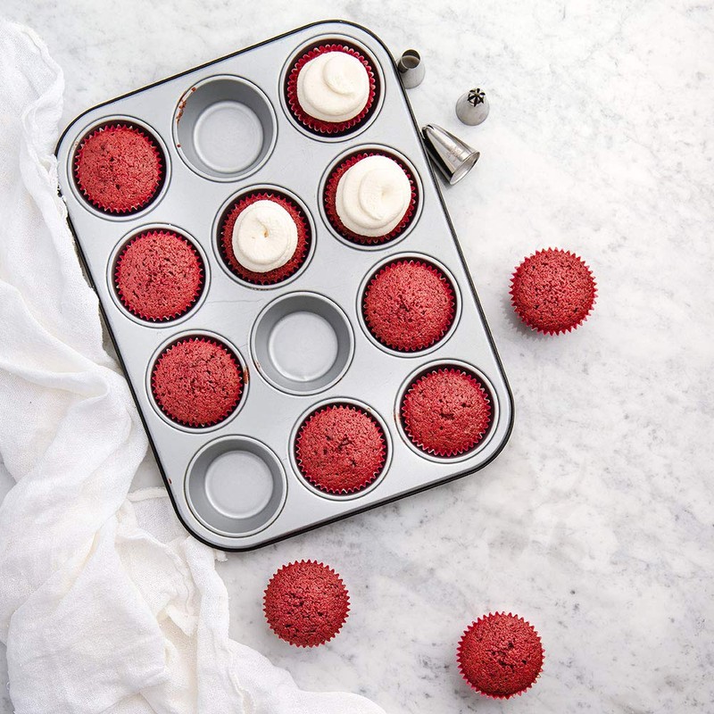 Decora Non-Stick Steel 12 Muffin Pan, Silver