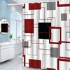 Mesnt Gray Shower Curtains for Bathroom, Polyester White Lines Pattern