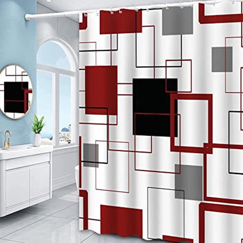 Mesnt Gray Shower Curtains for Bathroom, Polyester White Lines Pattern