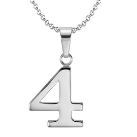 925 Sterling Silver Number 4 Charms Pendant Necklace with Chain (Four)
