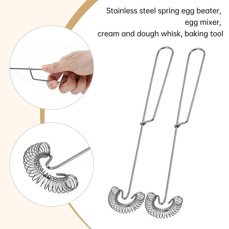 ApexPine 2‑Pcs Stainless‑Steel Spiral Whisks for Home‑Kitchen Egg‑Mixing