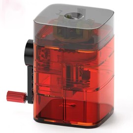 Manual Pencil Sharpener Automatic Pen Feeding Hand Cranking Clear Structure Plastic Metal Portable Pencil Sharpener Transparent Red