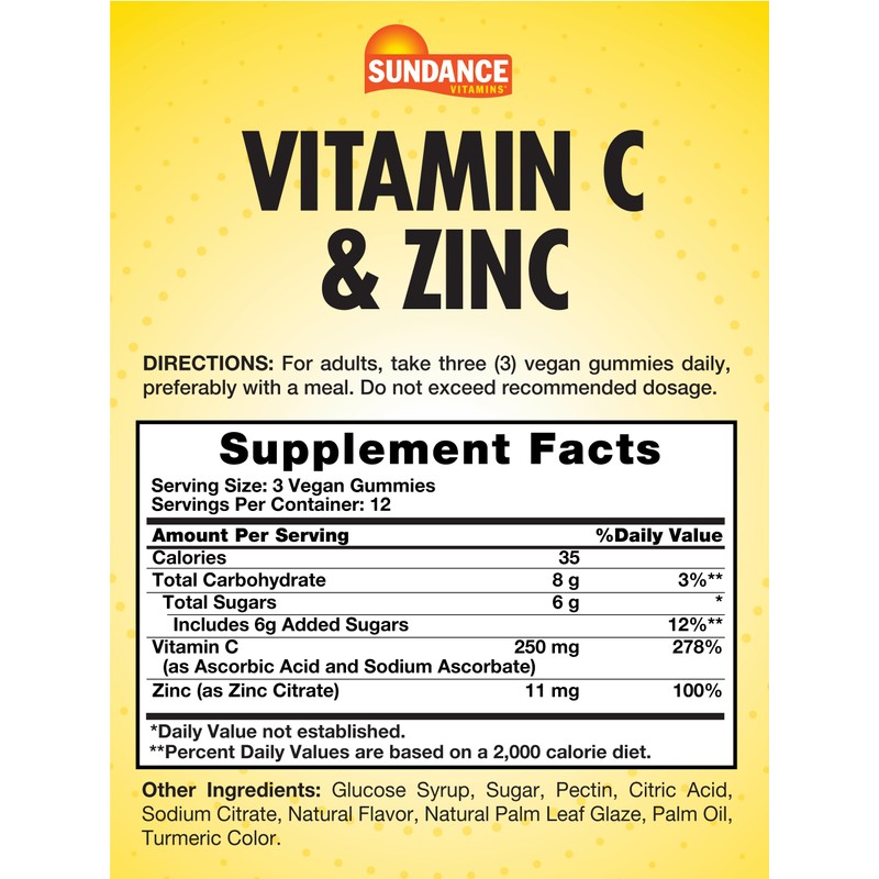 Sundance Vitamin C and Zinc Gummies | 36 Count |