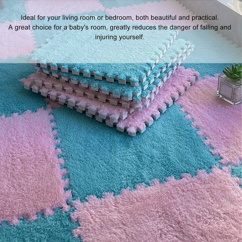 Plush Foam Interlocking Floor Carpet Soft Non Slip Cuttable Interlocking