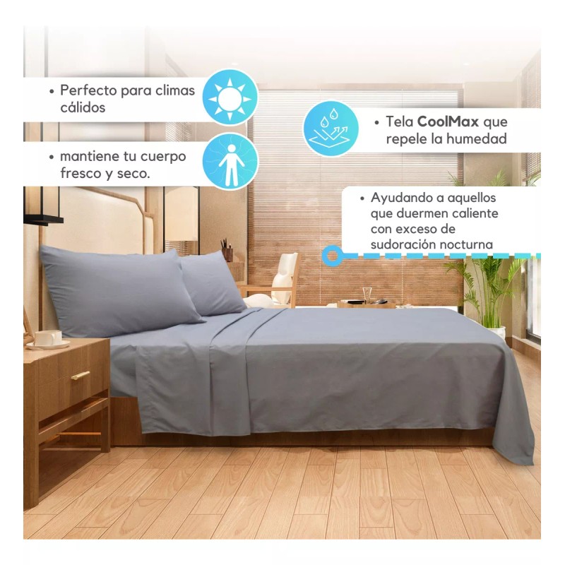 Cotton Kent Juego Sábanas Matrimonial Tacto Algodón Egipcio Cajón Alto