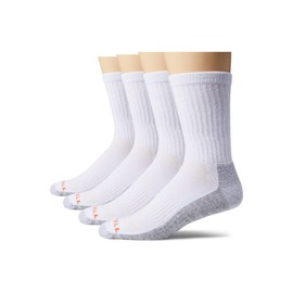 Merrell Unisex-Adult's Standard Durable Everyday Work Crew Socks-3 Packs Arch Support and Anti-Odor Cotton, White (6 Pairs), M/L (Men's 9.5-12 / Women's 10-13)