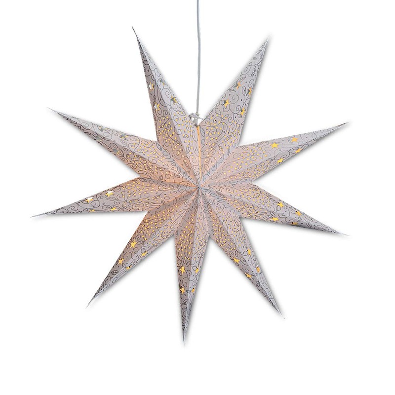 Illuminated 5-Point Star in White - 60 cm Paper Star,