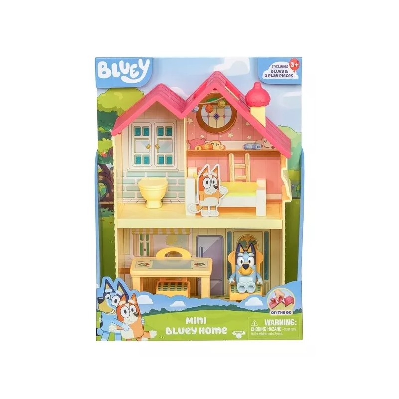 Bluey Mini Home Playset Casa Compacta Figura Bluey Color Amarillo