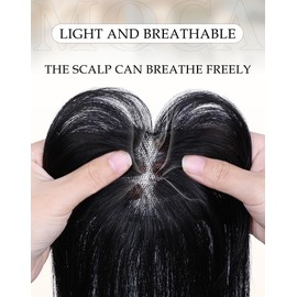 Hair Toppers for Women Real Human Hair, Bangs Hair Clip 360°3D Cover Clip on Bangs for Women Fake Bangs for Daily Wear (10 Inch Natural Black)