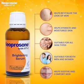 NEOPROSONE Serum Vitamina C Facial con Vitamina C al 20% y Alfa Arbutina, Tratamiento Despigmentante Aclarante Blanqueador, Hidrata y Trata Líneas de Expresión, 30 ML