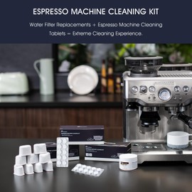 possiave Espresso Machine Cleaning Tablets and Filters for Breville Espresso Machines (10 Tablets + 12 Filters) - 2 Gram Cleaning Tablets & Replacement Water Filter - Espresso Cleaner Accessories