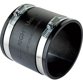 Dust Right 4'' Rubber Union for Dust Collection w/Pair of Clamps - Hose Coupler Eliminate Flimsy Duct Tape Connections - Dust Collector Flexible Rubber Unions Makes Airtight Seal - Hose Clamp