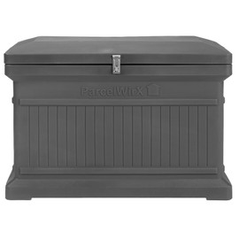 RTS Home Accents ParcelWirx Premium Horizontal Storage Cabinet/Lockable Package Delivery Box with Hinged Lid, Graphite